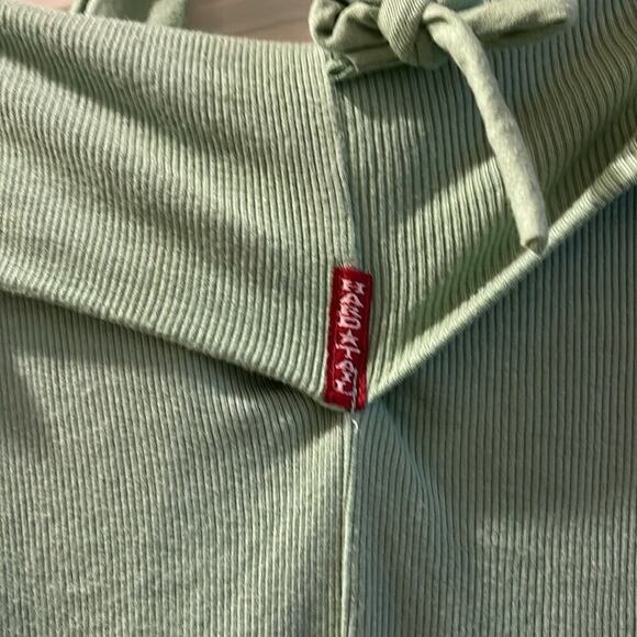 Dress- halter hardtail light green stretchy fabric -midi uneven hem - Picture 4 of 6